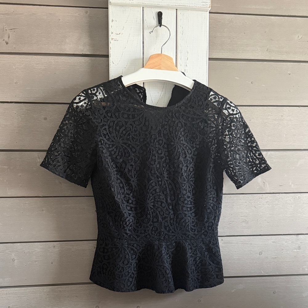 Club Monaco Elegant Black Lace Top